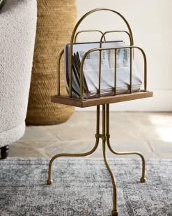 VND6622 ARVIND EXPO-CRAFTS Antique Brass and Wood Media Stand