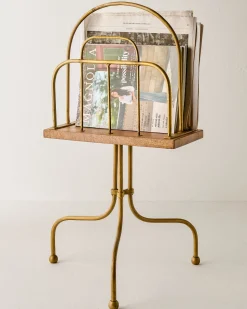 VND6622 ARVIND EXPO-CRAFTS Antique Brass and Wood Media Stand
