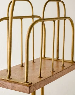 VND6622 ARVIND EXPO-CRAFTS Antique Brass and Wood Media Stand