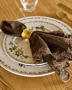 VND7371 True Home Decor Pvt Ltd Antique Brass Ruffle Napkin Ring Set of Four