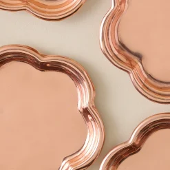 VND7371 True Home Decor Pvt Ltd Antique Copper Scalloped Coaster Set of Four