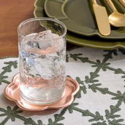 VND7371 True Home Decor Pvt Ltd Antique Copper Scalloped Coaster Set of Four