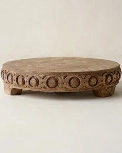 VND6622 ARVIND EXPO-CRAFTS Antiqued Carved Wood Round Riser