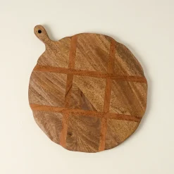 VND7974 Guru Creations Antiqued Wood Round Serving Board