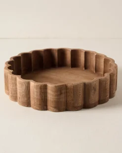 VND6622 ARVIND EXPO-CRAFTS Antiqued Wood Scalloped Tray