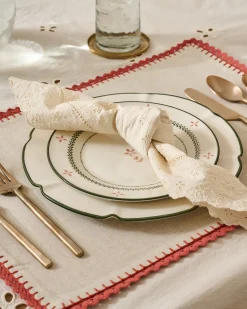 VND6843 KARUR GOLDLINE EXPORTS LLP Antique White Eyelet Napkin Set of Four