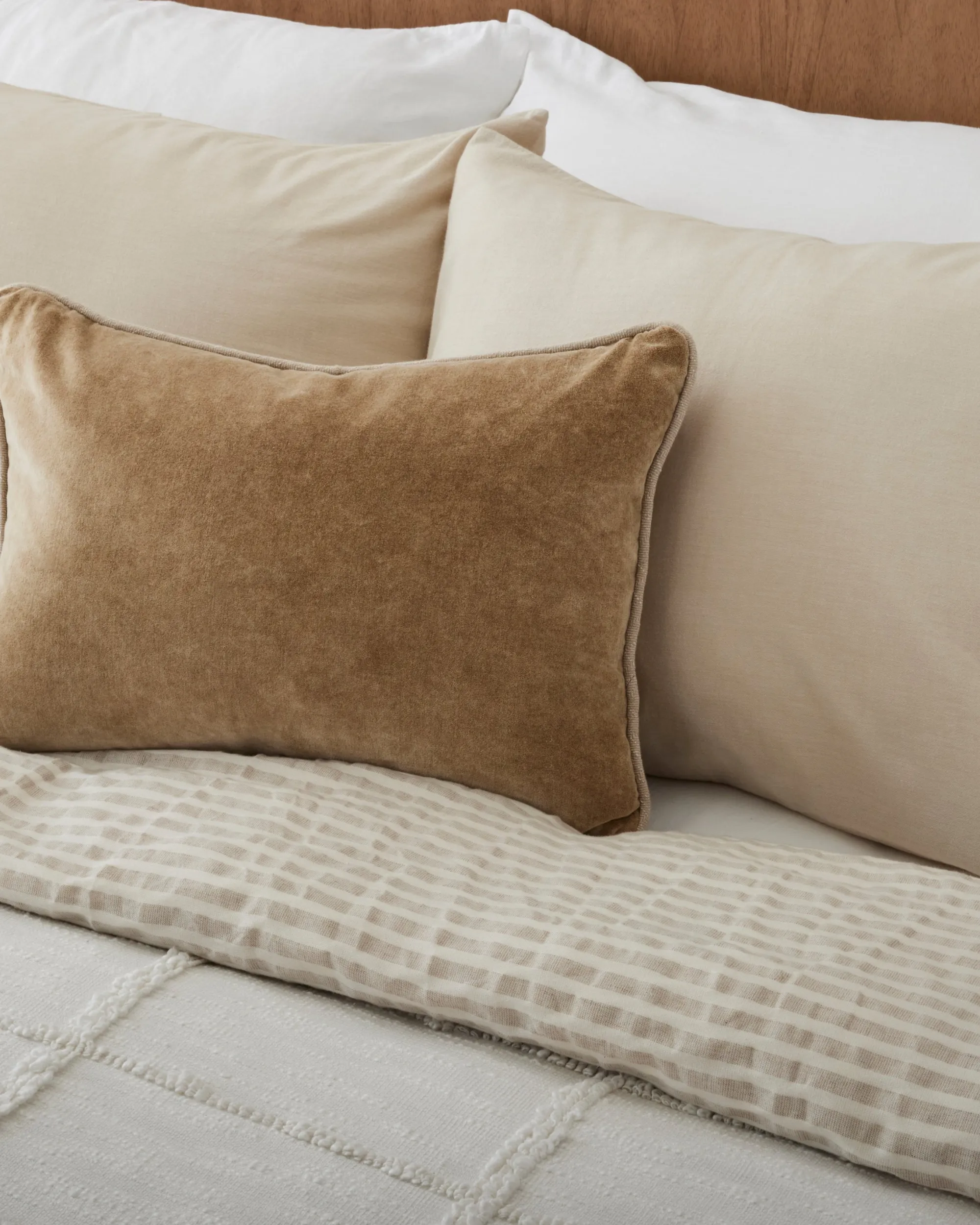 VND7018 Makerspalm, LLC Antique White + Oatmeal Stripe Linen Cotton Duvet Cover