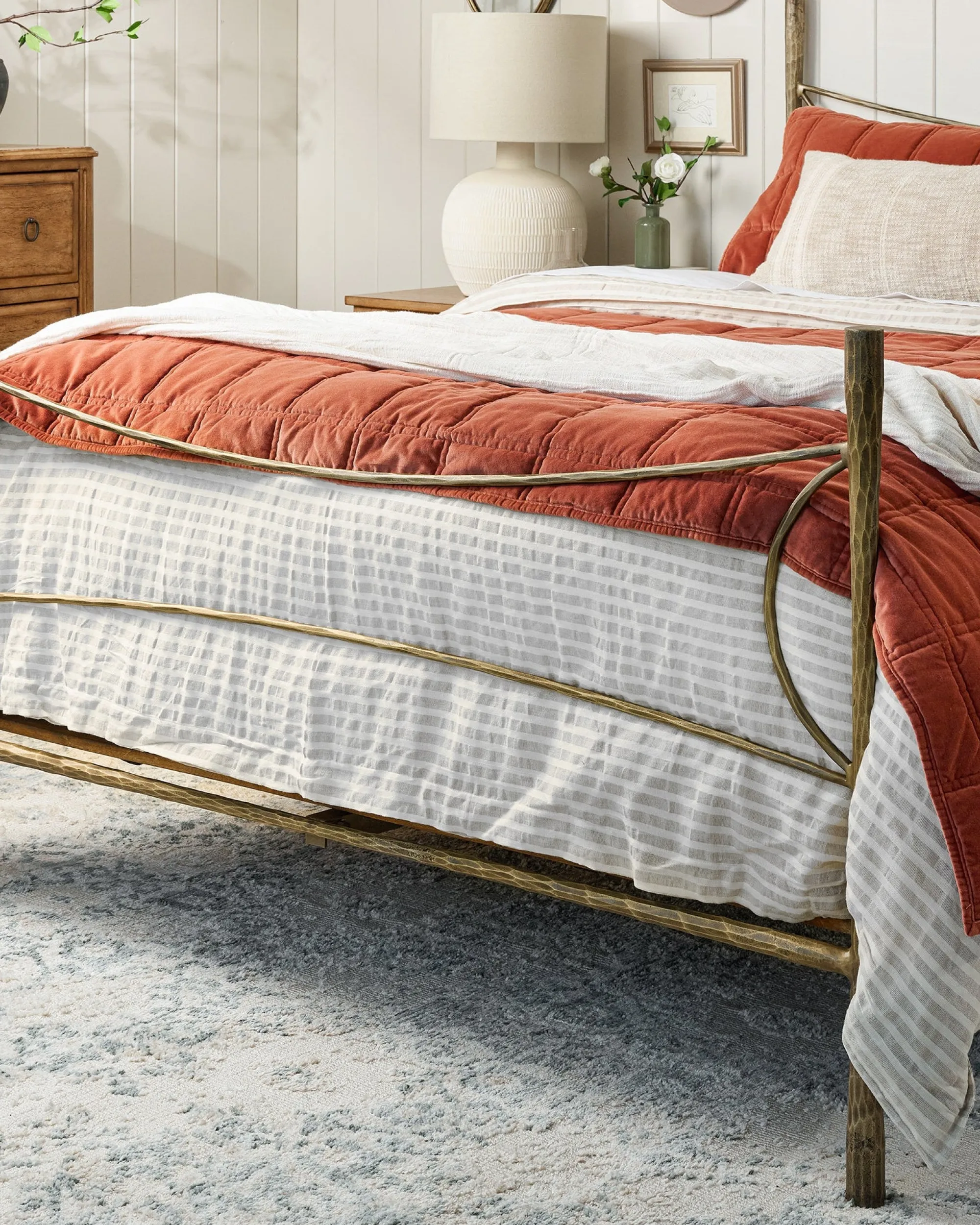 VND7018 Makerspalm, LLC Antique White + Oatmeal Stripe Linen Cotton Duvet Cover