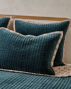 VND8328 FA HOME AND APPAREL PVT LTD Audrey Velvet Block Print Sham - Magical Forest