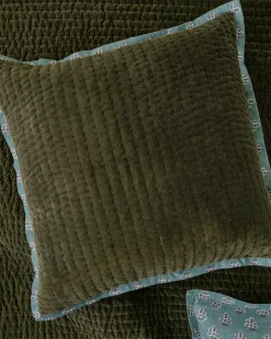 VND8328 FA HOME AND APPAREL PVT LTD Audrey Velvet Block Print Sham - Winter Moss