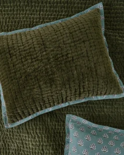 VND8328 FA HOME AND APPAREL PVT LTD Audrey Velvet Block Print Sham - Winter Moss