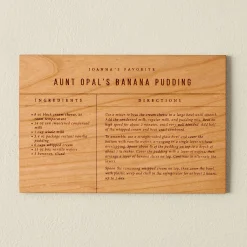 VND0556 Wordsmith Wood Shop Banana Pudding Wooden Recipe Card