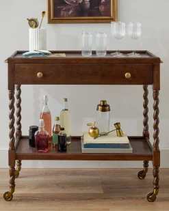VND8329 Craftmachine India Pvt Ltd Barley Twist Bar Cart