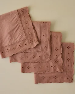 VND6843 KARUR GOLDLINE EXPORTS LLP Blush Eyelet Border Napkin Set of Four