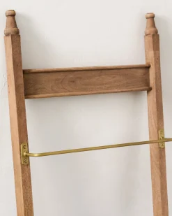 VND8551 MANI ART Brass and Wood Library Ladder