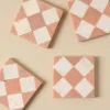VND6842 Ferry International Carmella Checkered Marble Coasters Set of Four