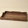 VND8122 R R INDUSTRIES Caroline Carved Wood Scalloped Tray