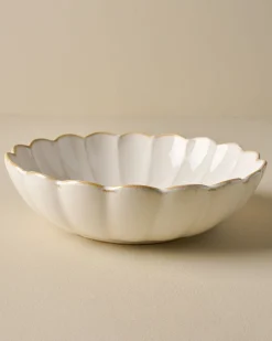 VND0092 Melrose International, LLC Cream Scalloped Serving Bowl