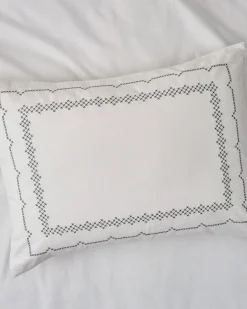 VND8328 FA HOME AND APPAREL PVT LTD Daphne Green Cross-Stitch Sham