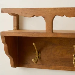 VND8551 MANI ART Daphne Wood and Brass Display Shelf