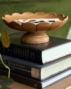 VND7974 Guru Creations Decorative Antiqued Wood Footed Bowl