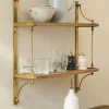 VND6622 ARVIND EXPO-CRAFTS Double Parker Brass and Wood Shelf
