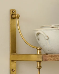 VND6622 ARVIND EXPO-CRAFTS Double Parker Brass and Wood Shelf