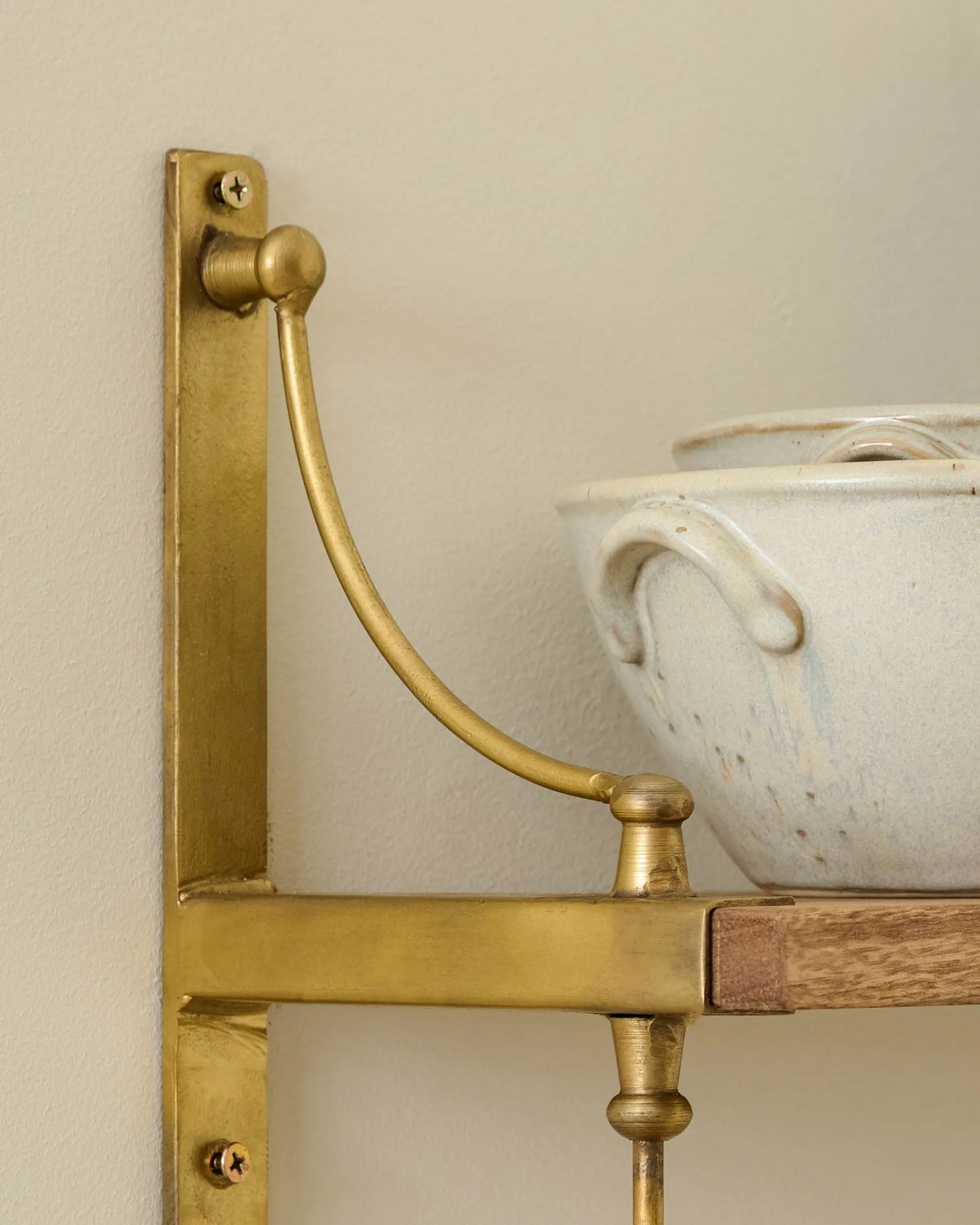 VND6622 ARVIND EXPO-CRAFTS Double Parker Brass and Wood Shelf