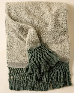 VND7018 Makerspalm, LLC Dusty Green Essential Tassel Throw