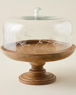 VND7004 BKG OVERSEAS Eliane Etched Glass Cake Stand