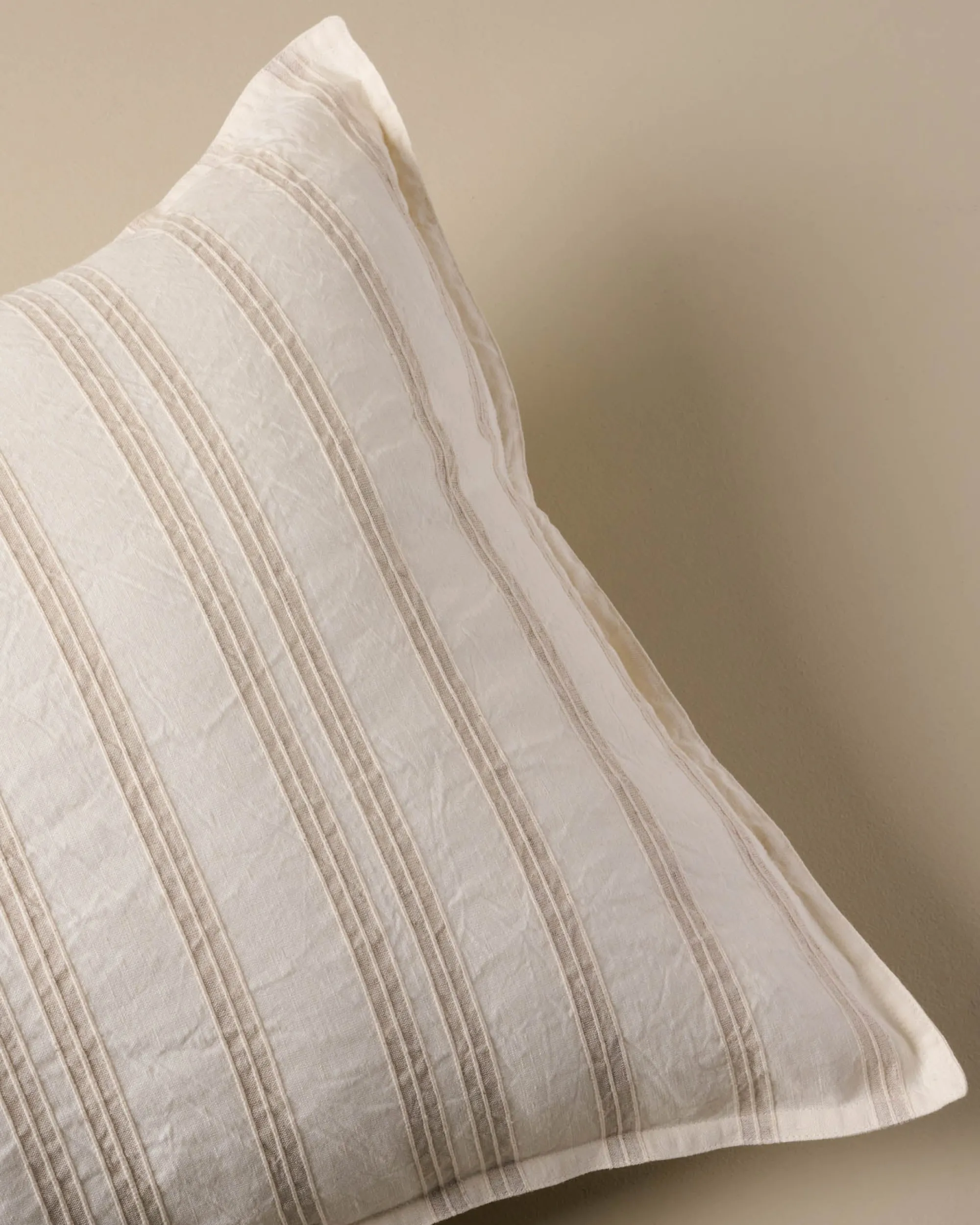 VND7018 Makerspalm, LLC Embroidered Oatmeal Stripe Linen Cotton Pillow Sham