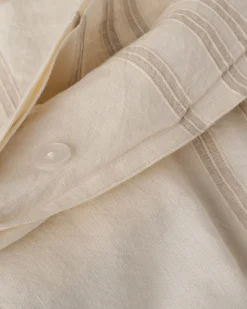 VND7018 Makerspalm, LLC Embroidered Stripe Linen Cotton Duvet Cover - Oatmeal