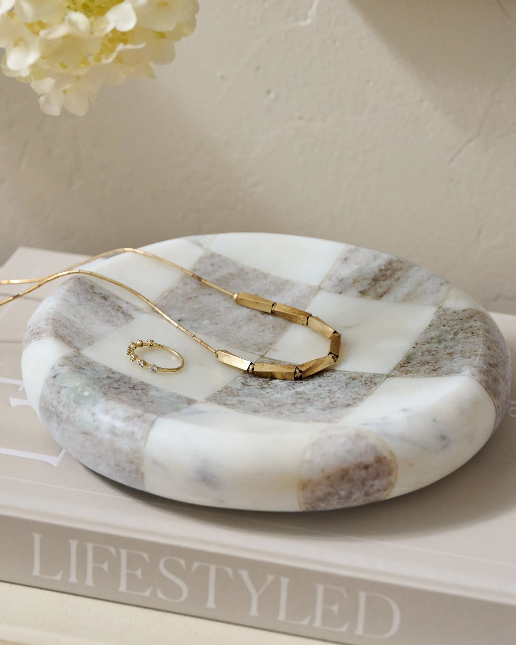 VND6842 Ferry International Everett Checkered Marble Trinket Tray