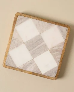 VND8336 SINGHANIA MARBLES PVT.LTD. Everett Checkered Marble Trivet