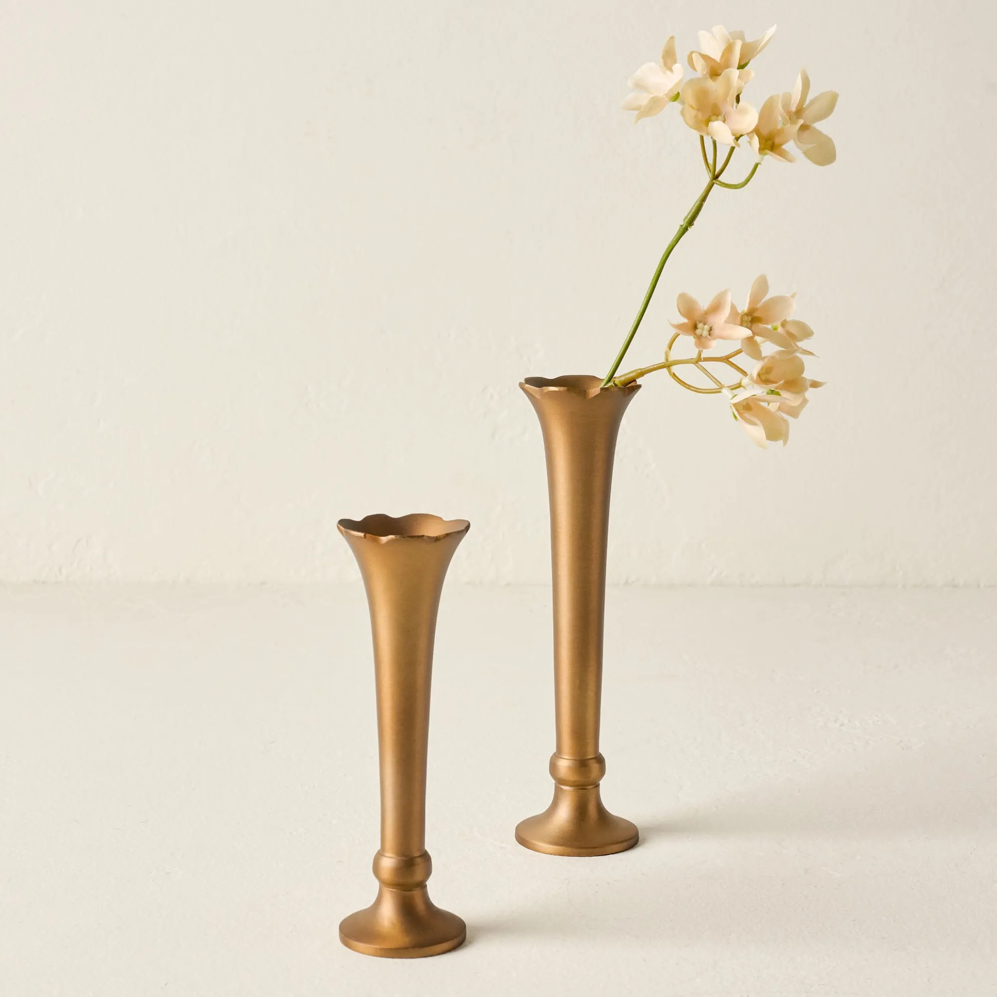 VND6624 GULATI EXPORTS Flannery Scalloped Brass Bud Vase