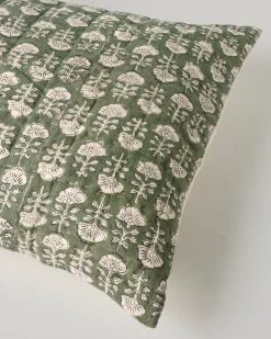 VND7018 Makerspalm, LLC Flora Block Print Pillow Sham - Dusty Green