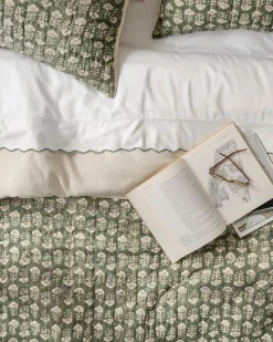 VND7018 Makerspalm, LLC Flora Block Print Pillow Sham - Dusty Green
