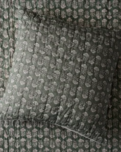 VND7018 Makerspalm, LLC Flora Block Print Pillow Sham - Dusty Green