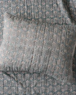 VND7018 Makerspalm, LLC Flora Block Print Pillow Sham - Silver Blue