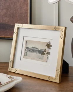 VND8122 R R INDUSTRIES Floral Antique Brass Photo Frame
