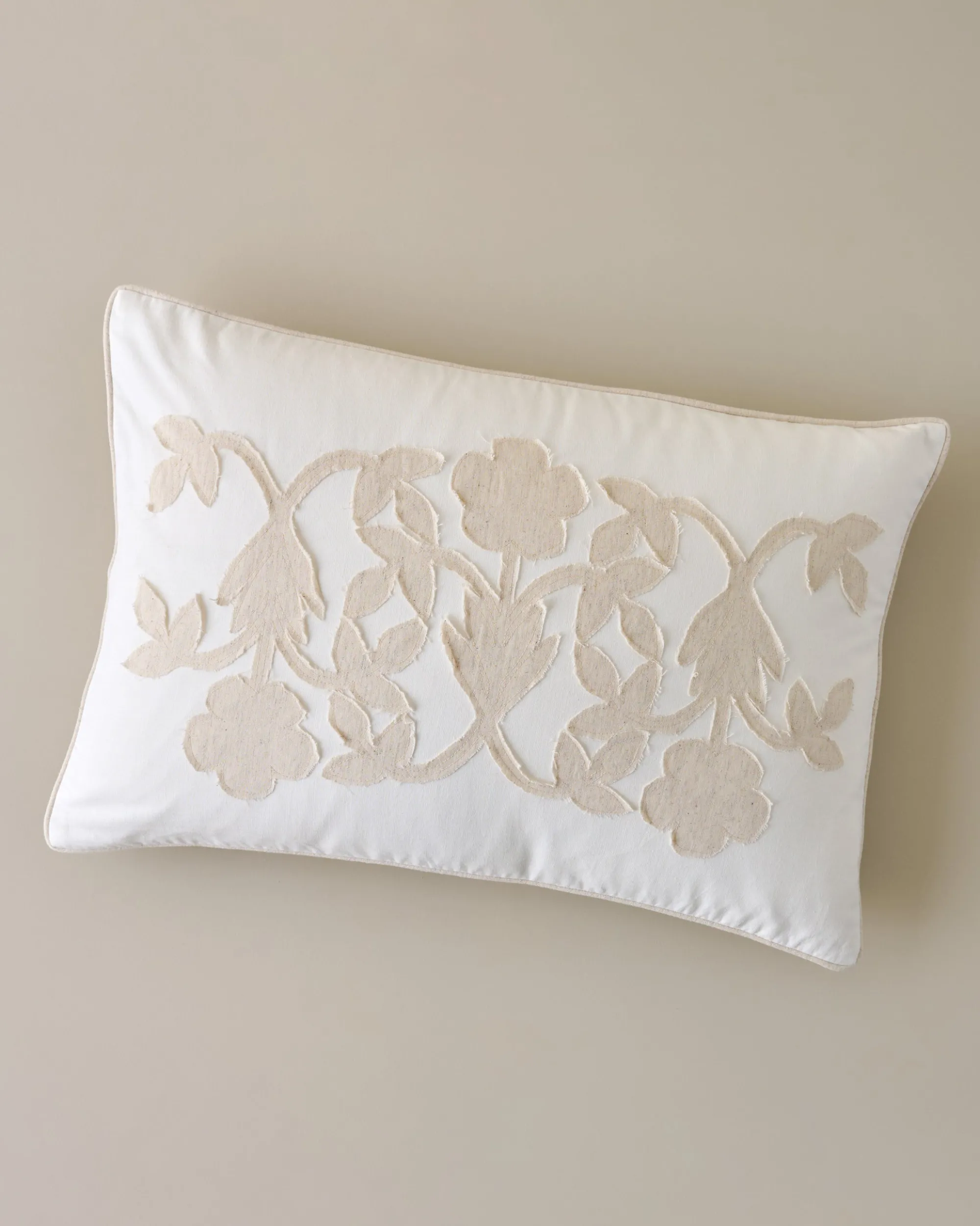 VND8328 FA HOME AND APPAREL PVT LTD Floral Applique Lumbar Pillow