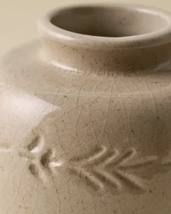 VND7018 Makerspalm, LLC Floral Glazed Debossed Bud Vase