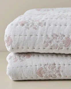 Magnolia Floral Jacquard Kantha Quilt + Sham Set (King)