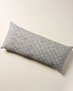 VND7018 Makerspalm, LLC Flora Silver Blue Large Lumbar Pillow