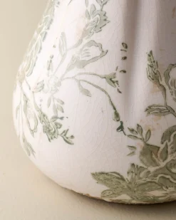VND0078 K & K Interiors, Inc. Fluted Green and White Distressed Vase
