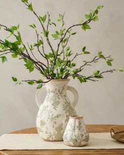 VND0078 K & K Interiors, Inc. Fluted Green and White Distressed Vase