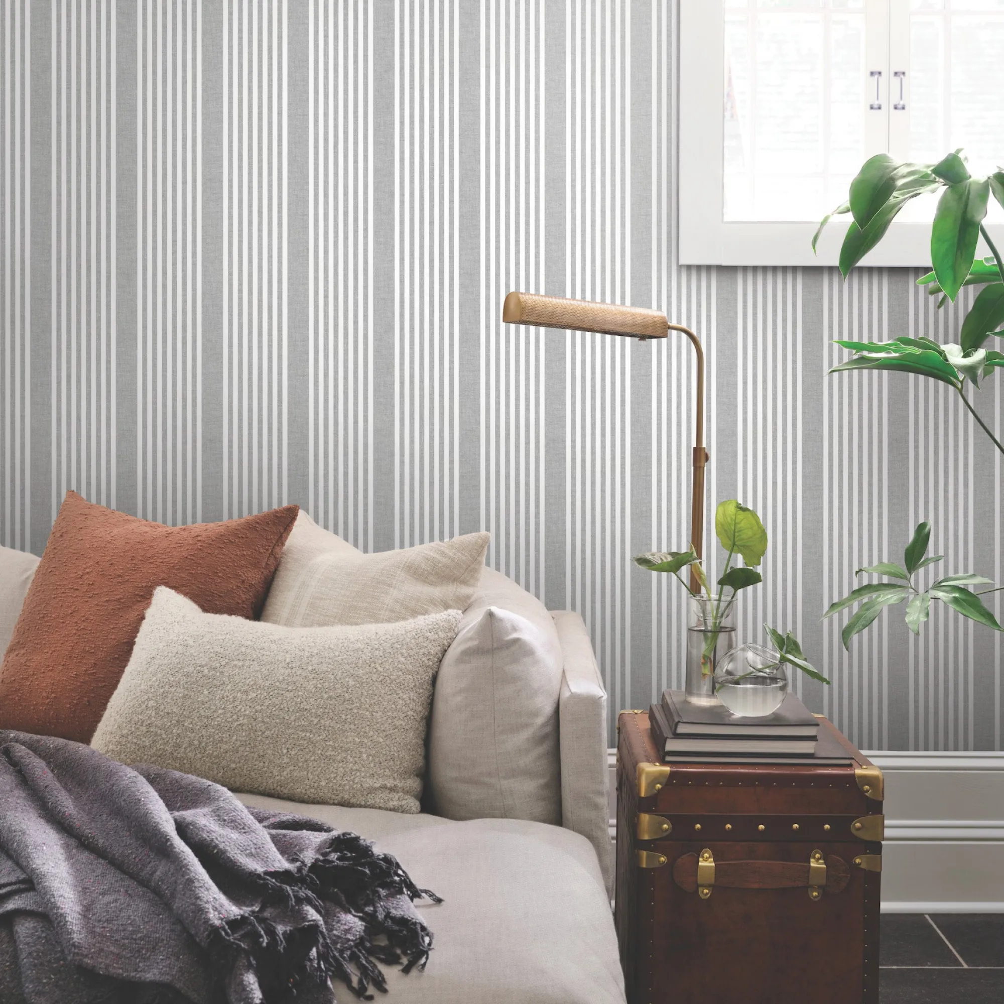 VND2730 York Wallcoverings French Linen Stripe Wallpaper