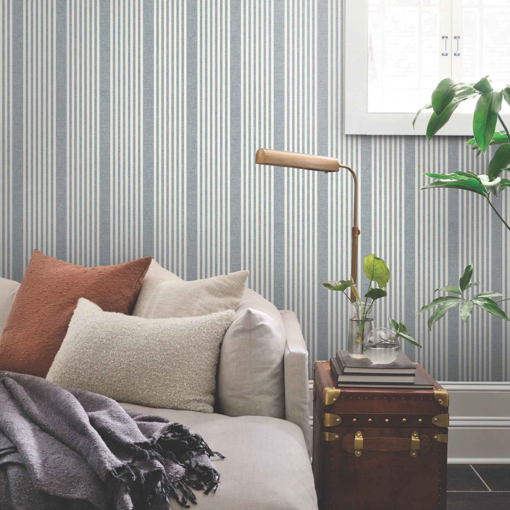 VND2730 York Wallcoverings French Linen Stripe Wallpaper