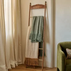 VND7372 ACUBE KRAFT PVT LTD Gloria Carved Wood and Brass Decorative Ladder