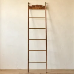 VND7372 ACUBE KRAFT PVT LTD Gloria Carved Wood and Brass Decorative Ladder